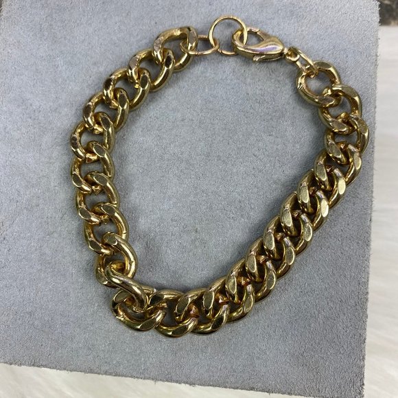 Heavy Gold Tone Chain Bracelet 8" - Picture 1 of 5